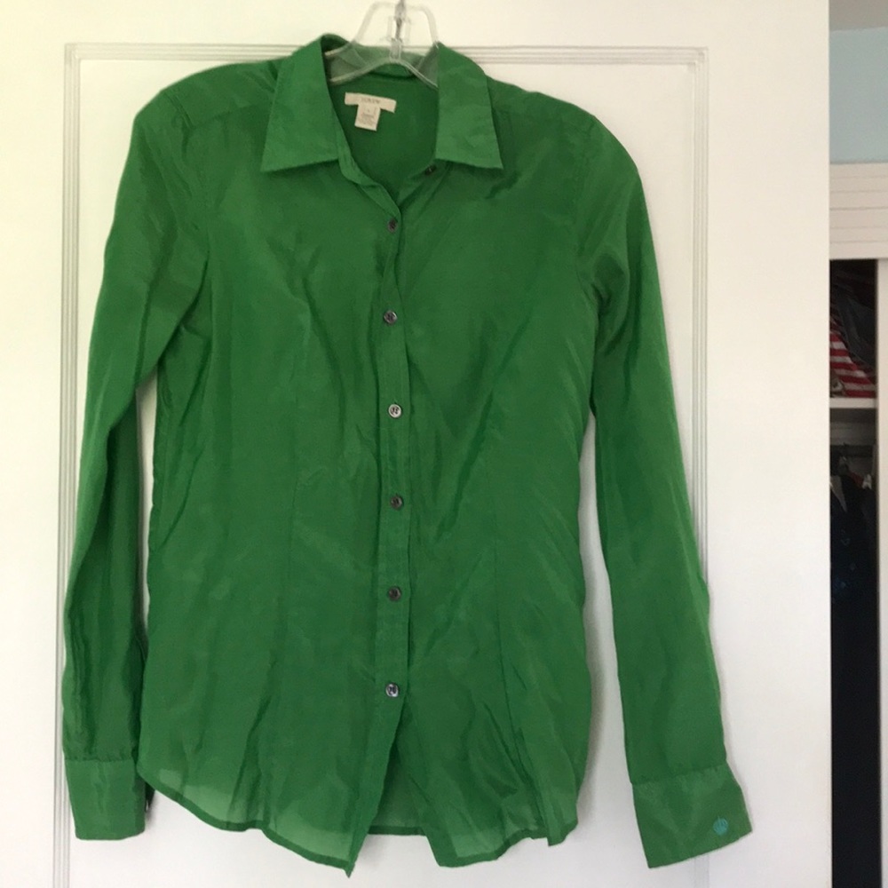 J crew green blouse